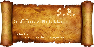 Stánicz Miletta névjegykártya